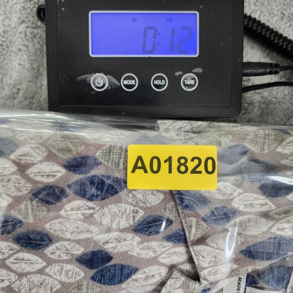 Vintage Columbia Shirt Mens M Blue Gray Flax Blend Leave Print Short Sleeves - Picture 10 of 10